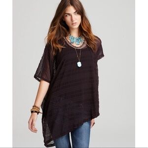 Free People New Romantics Purple Sheer Beaded Asymmetrical Tunic